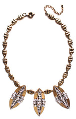 Luxe Crystal Studded Metal Statement Necklace
