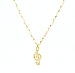 Musical Note Pendant Necklace- Gold