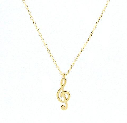 Musical Note Pendant Necklace- Gold