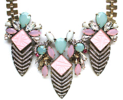 Luxe Deco Crystal Arrowhead Necklace- Pink