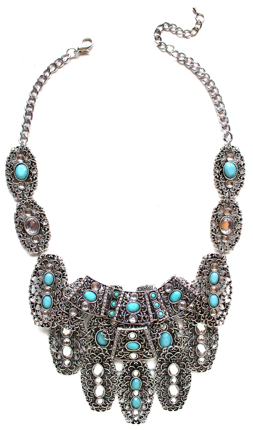 Bohemian Metal Turquoise Stone Necklace
