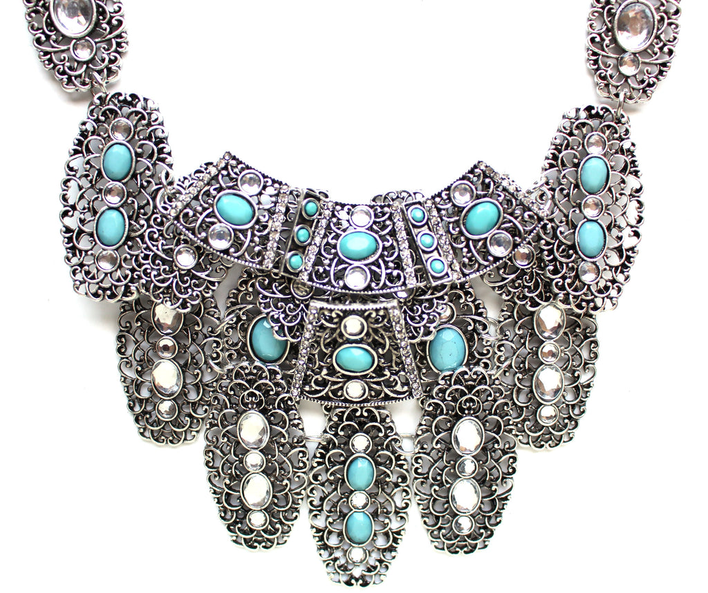 Bohemian Metal Turquoise Stone Necklace