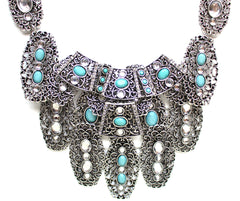 Bohemian Metal Turquoise Stone Necklace