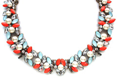 Luxe Stones & Pearls Collar Necklace