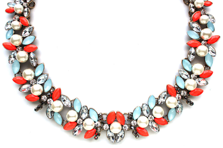 Luxe Stones & Pearls Collar Necklace