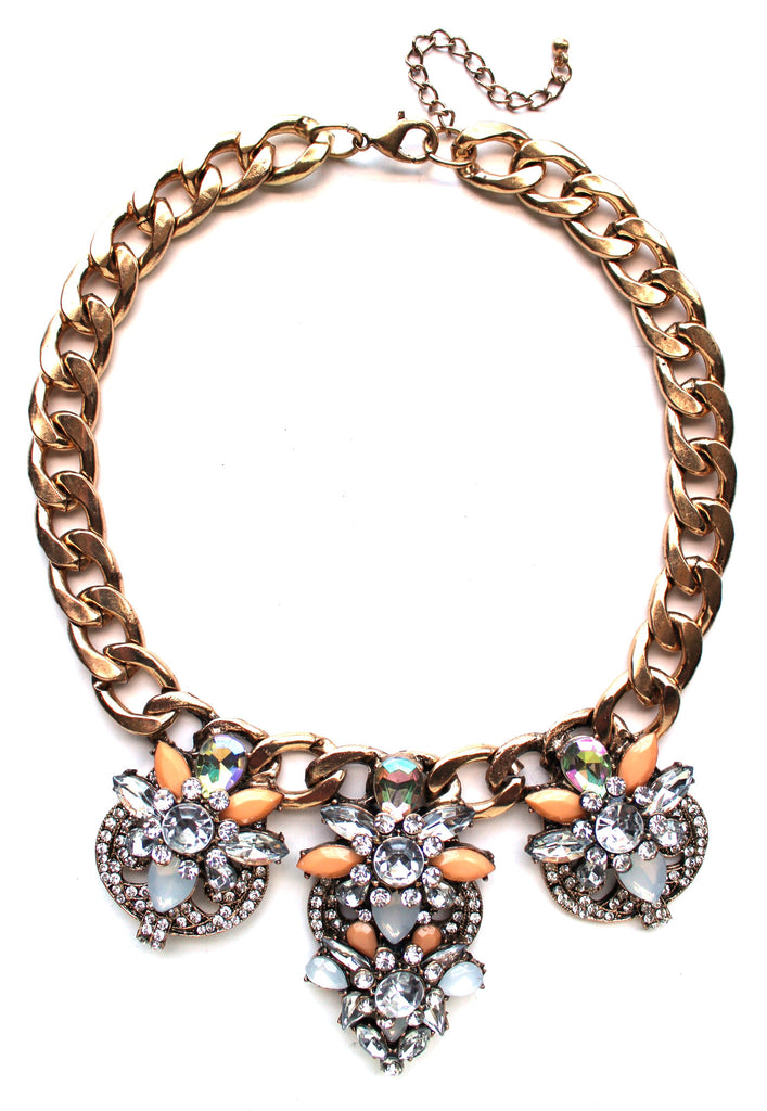 Chunky Crystal Drops Statement Necklace