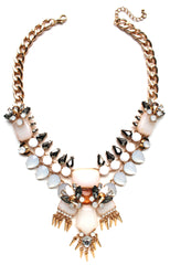 Golden Fringe & Ivory Stone Statement Necklace