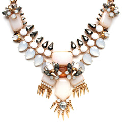 Golden Fringe & Ivory Stone Statement Necklace