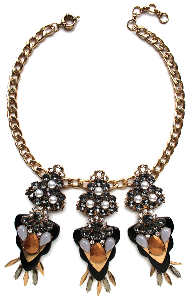 Luxe Modern Grecian Jeweled Fringe Necklace