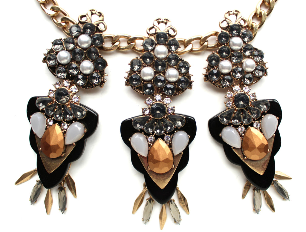 Luxe Modern Grecian Jeweled Fringe Necklace