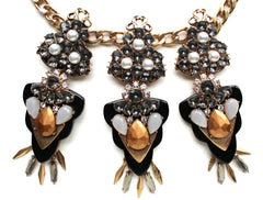 Luxe Modern Grecian Jeweled Fringe Necklace