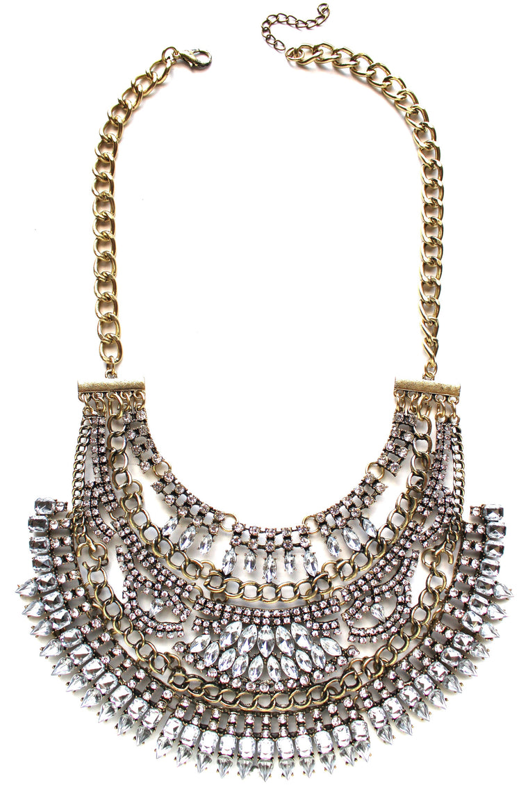 Tribal Royalty Crystal Bib Necklace