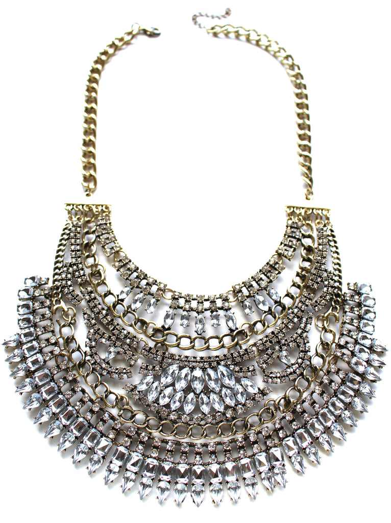 Tribal Royalty Crystal Bib Necklace