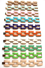 Square Enamel Link Bracelets- 10 Color Options