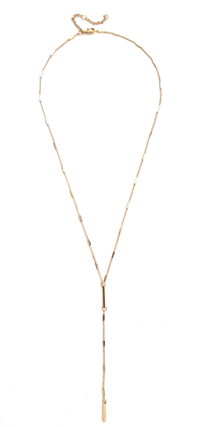 Y Metal Bars Drop Necklace- Gold
