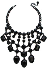 Luxe Black Jewel Statement Necklace