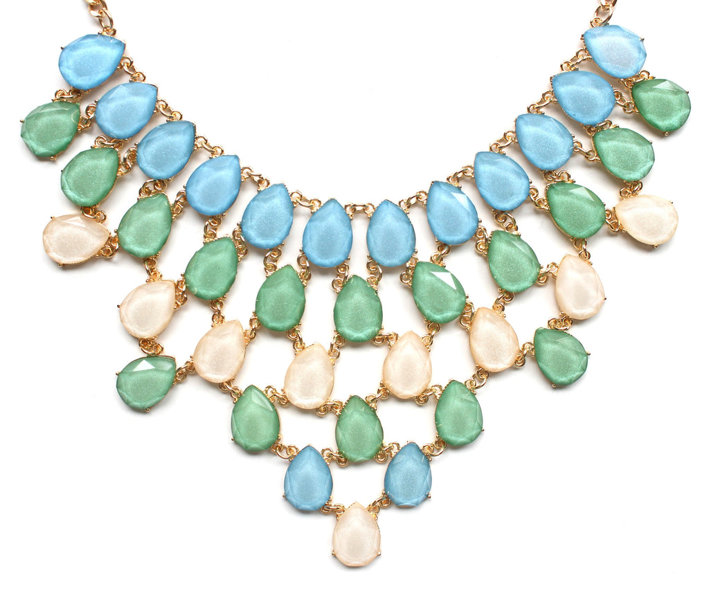 Draped Jewel Statement Necklace- Blue