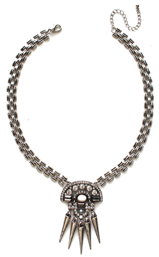 Boho Spike Necklace- Silver