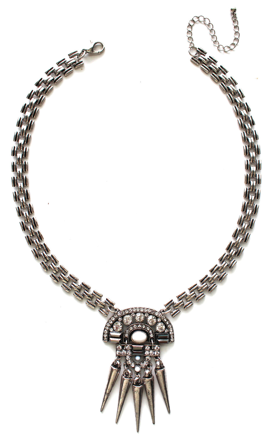 Boho Spike Necklace- Silver