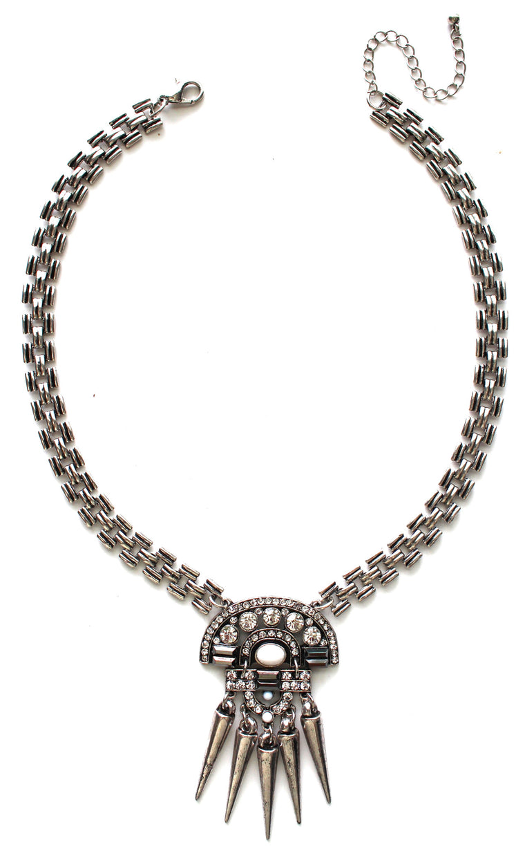 Boho Spike Necklace- Silver
