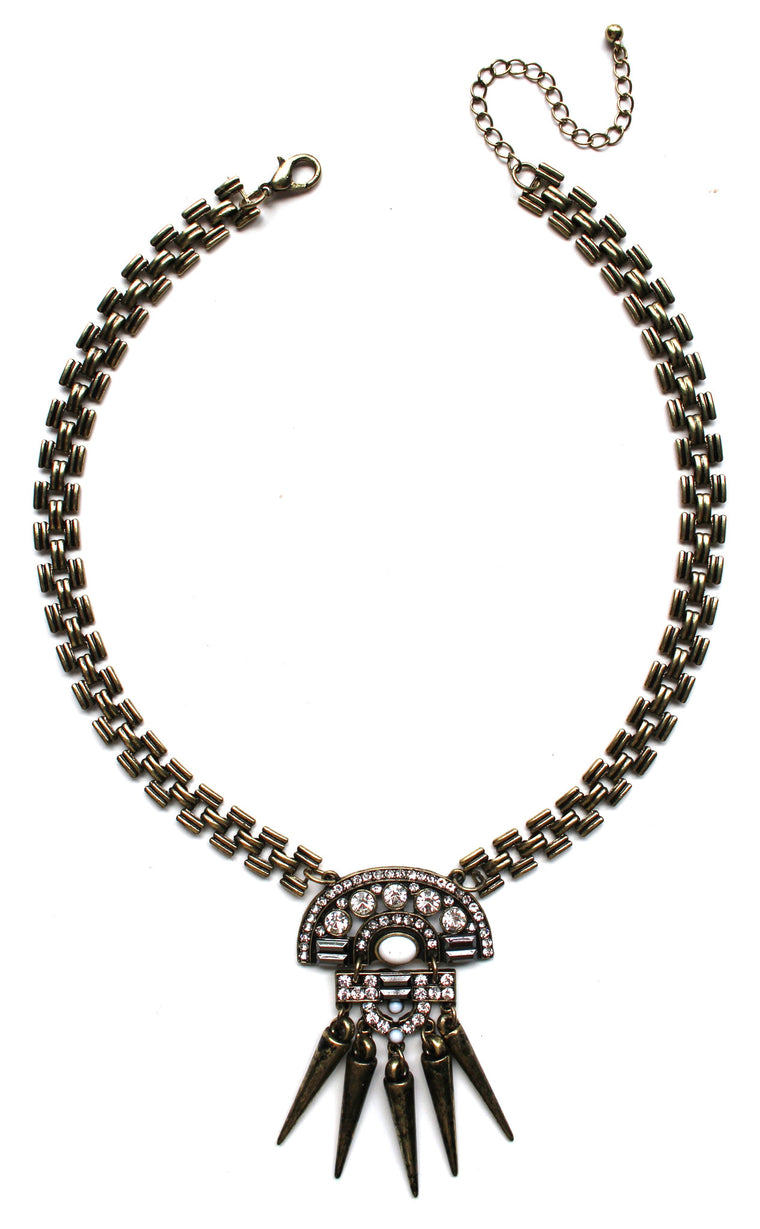 Boho Spike Necklace- Brass