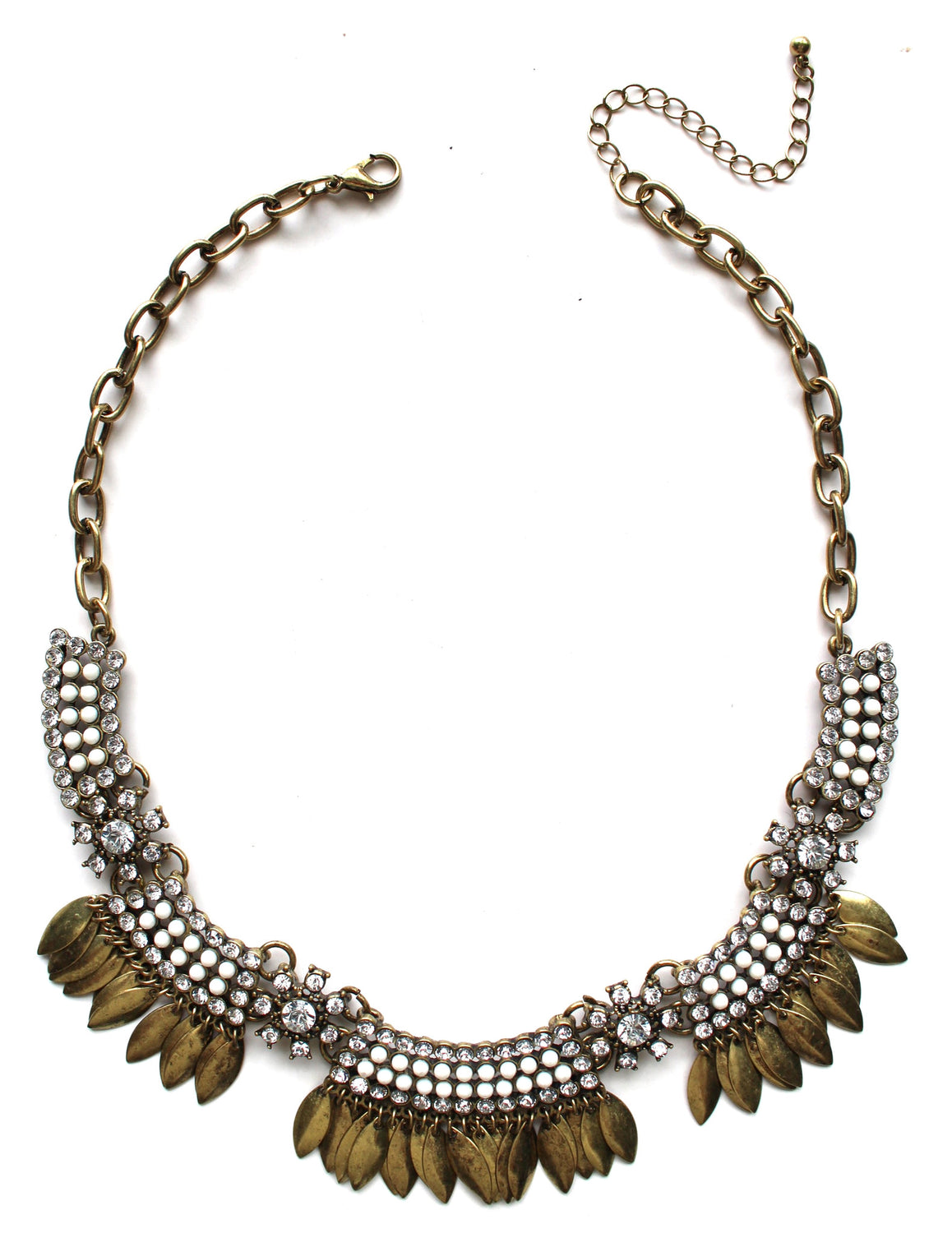 Golden Boho Fringe Necklace- White