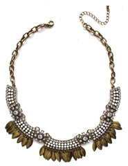 Golden Boho Fringe Necklace- White