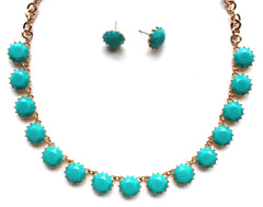 Classic Stone Necklace & Earring Set- Turquoise
