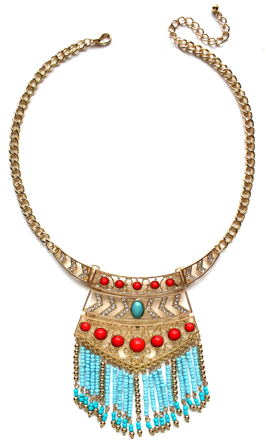 Boho Chic Beaded Fringe Necklace