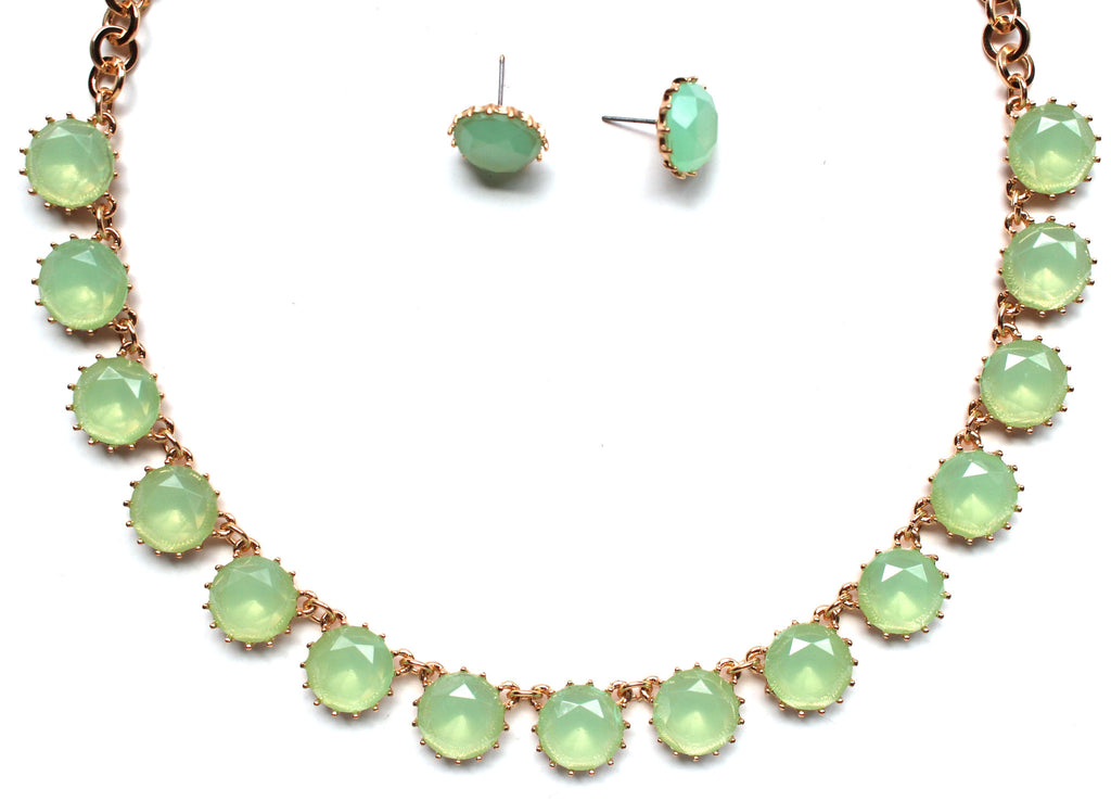 Classic Stone Necklace & Earring Set- Mint