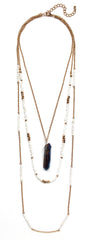 Beads & Chains Layered Necklace- White