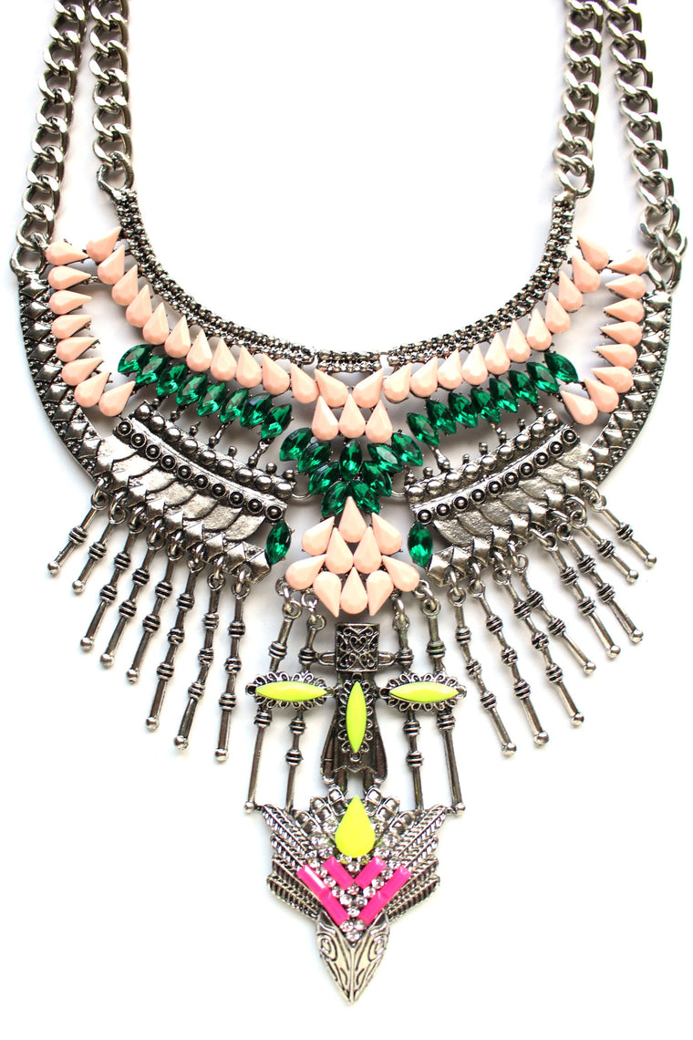 Gypsy Bling Statement Necklace- Multi