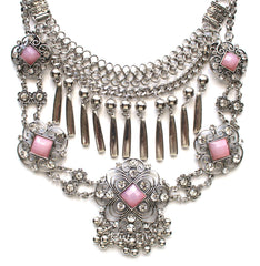 Layered Embellished Metal Droplets Necklace