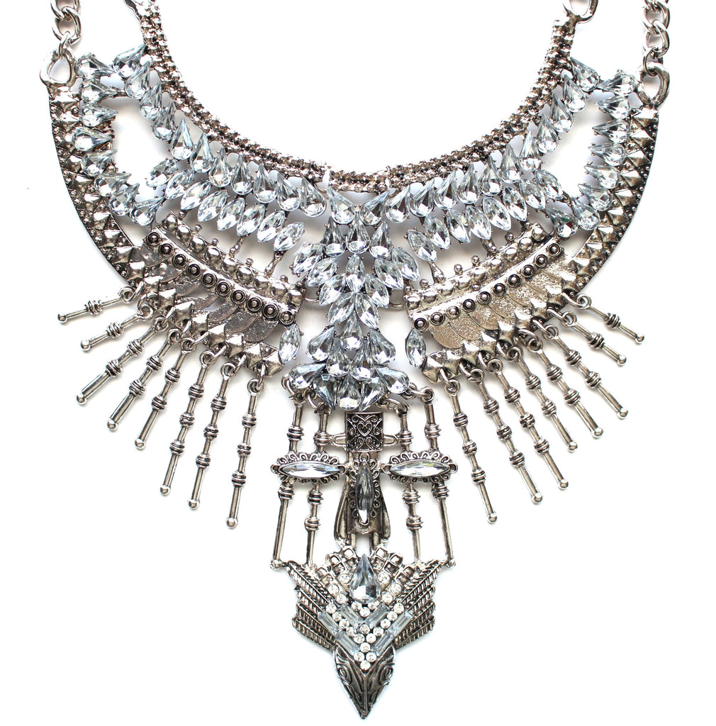 Gypsy Bling Statement Necklace- Crystal