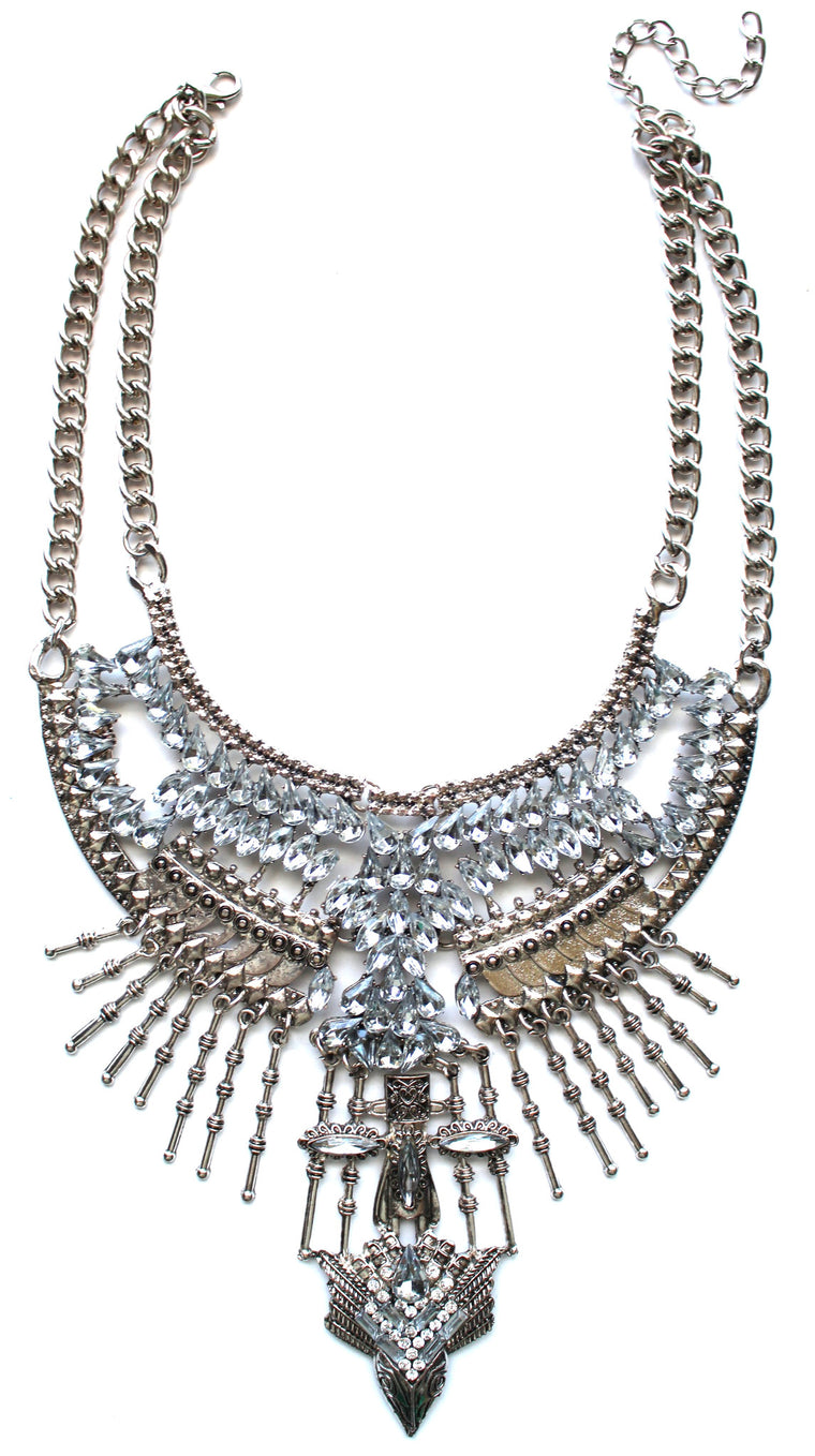 Gypsy Bling Statement Necklace- Crystal