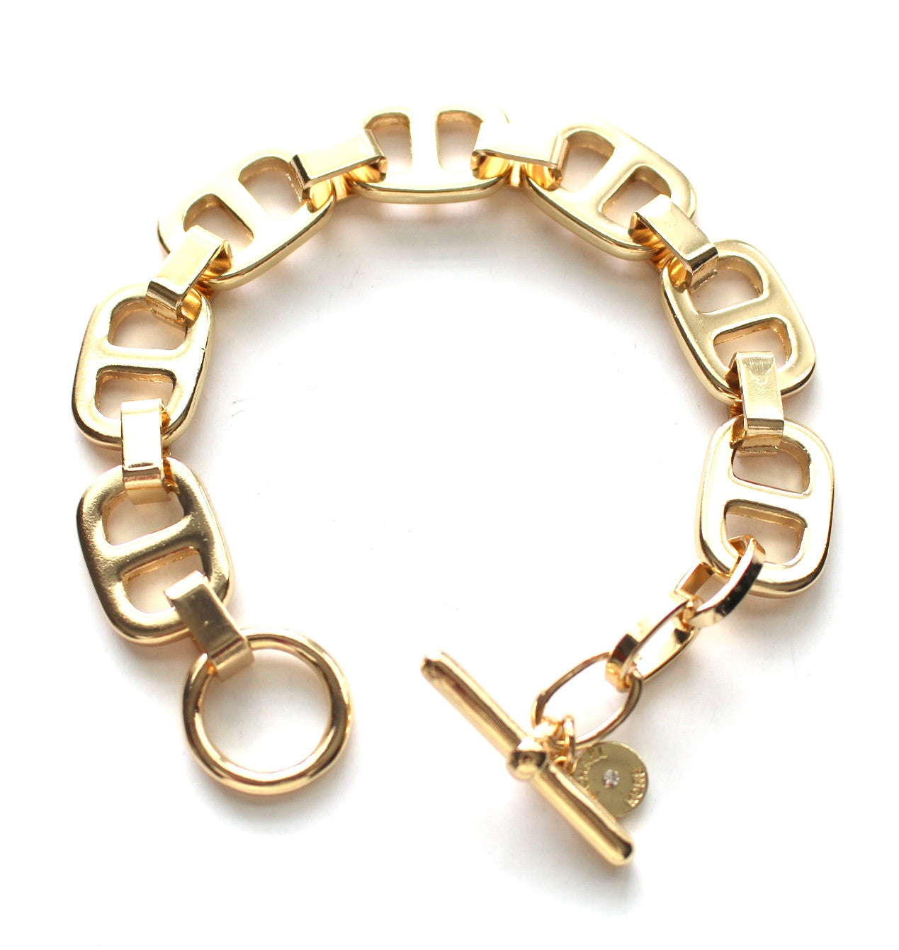 Gold Square Link Toggle Bracelet