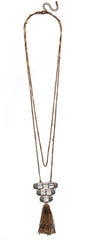 Deco Crystal Tassel Layered Long Necklace