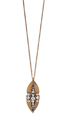 Crystal Studded Metal Long Necklace