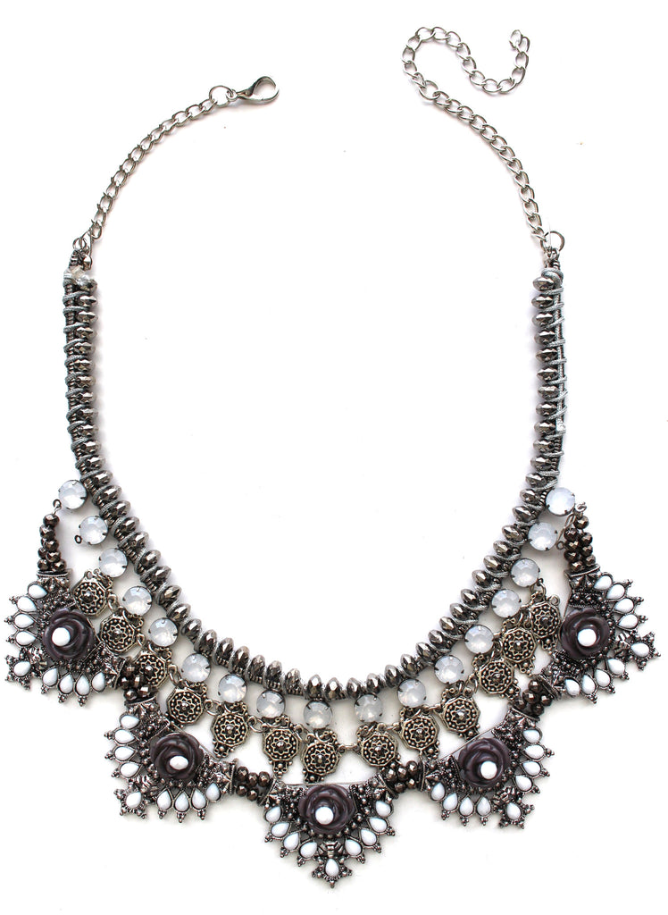 Silver Diamante Statement Necklace