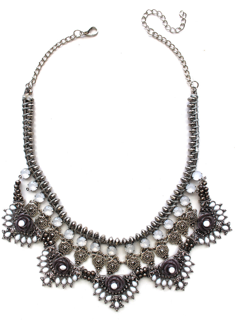 Silver Diamante Statement Necklace