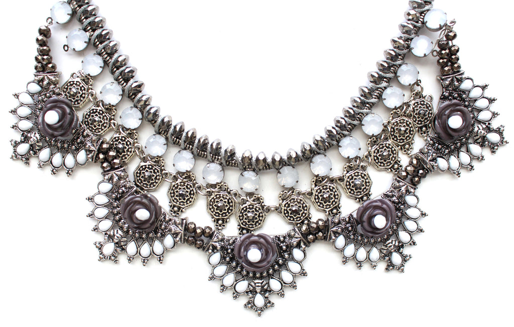 Silver Diamante Statement Necklace
