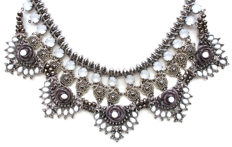 Silver Diamante Statement Necklace