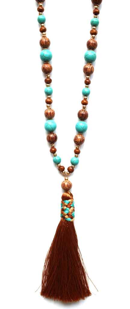 Beaded Boho Tassel Fringe Necklace