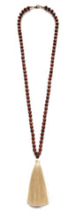 Beaded Tassel Long Necklace- Ivory