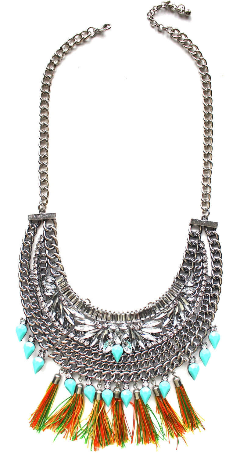Color Stone Armor Bib Necklace