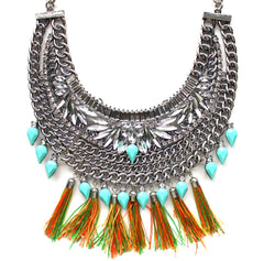 Color Stone Armor Bib Necklace