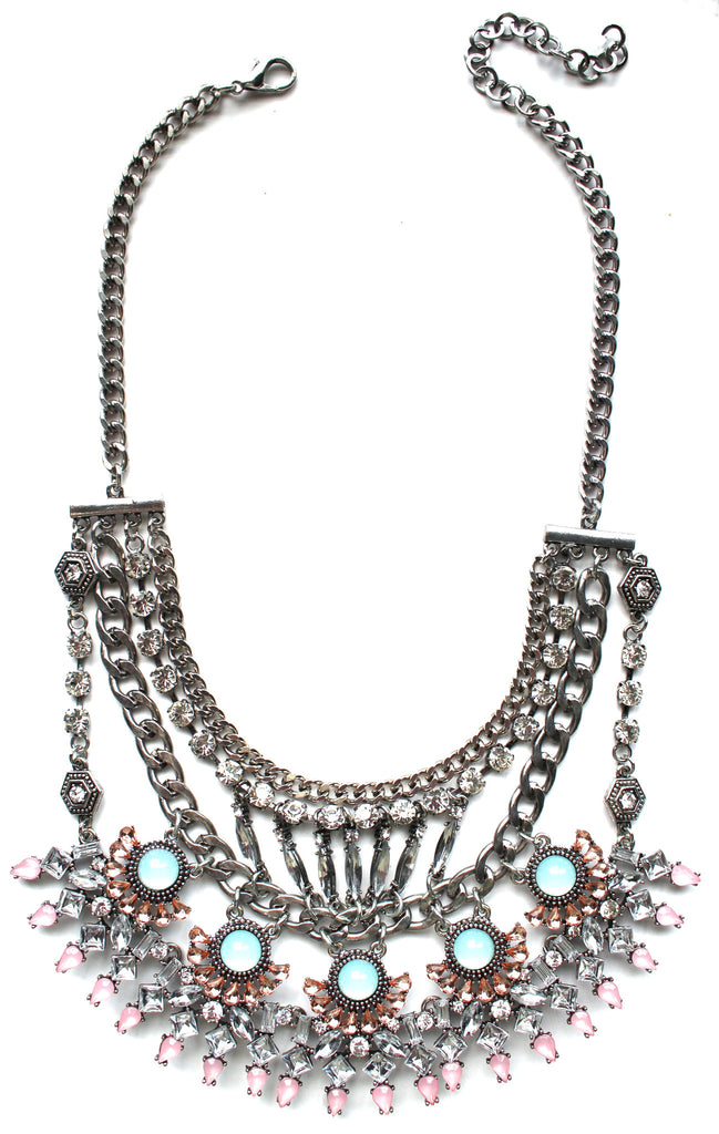 Glorious Pastel Stone Bib Necklace
