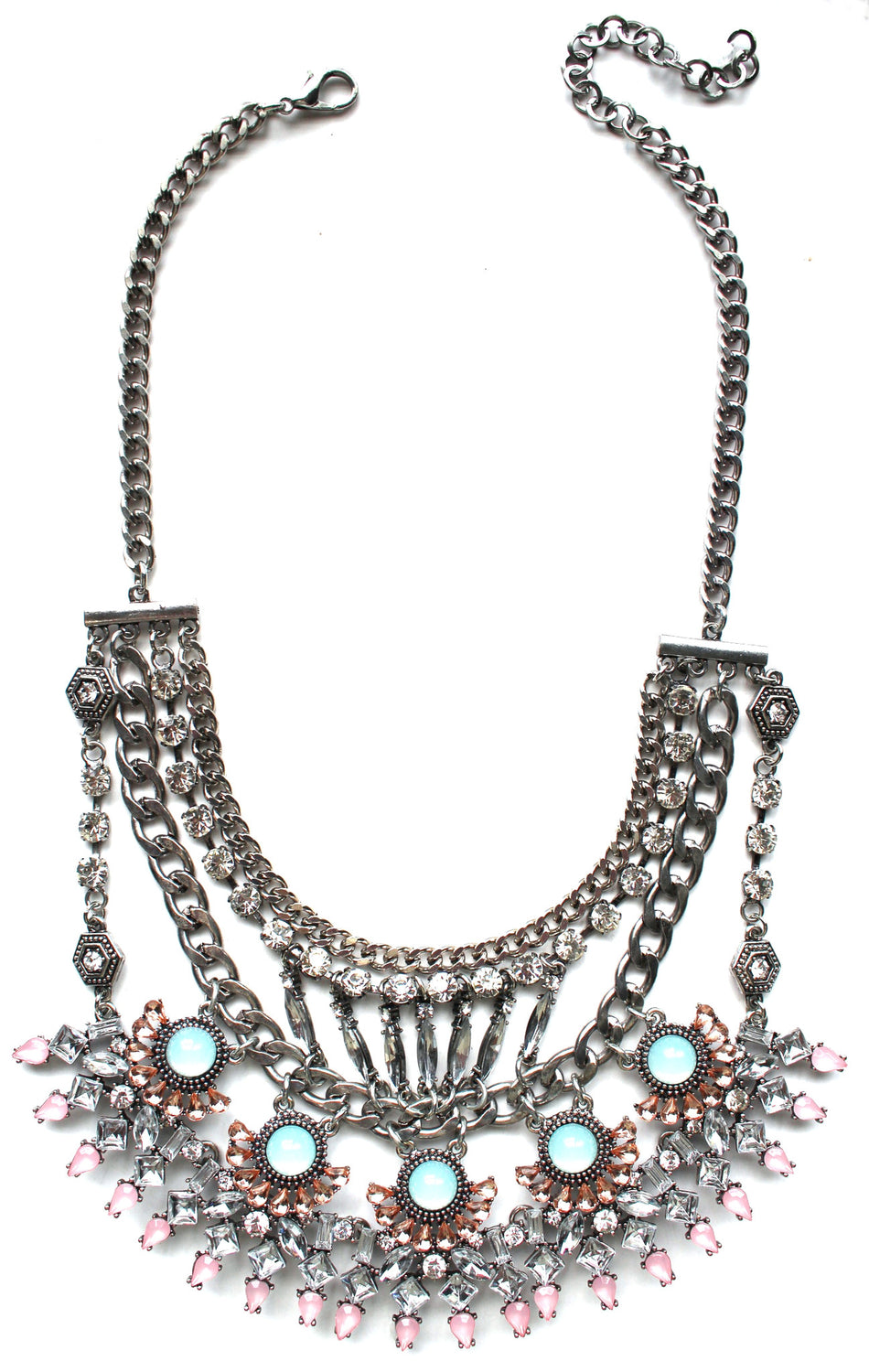 Glorious Pastel Stone Bib Necklace
