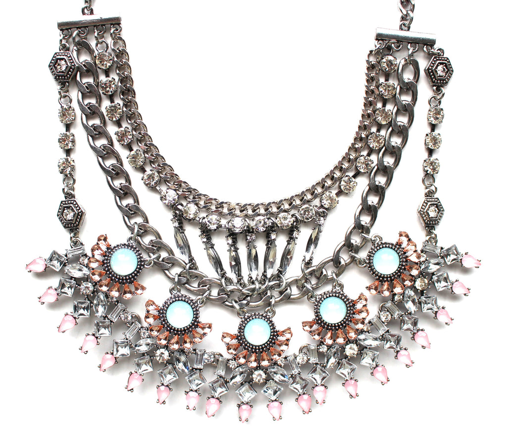 Glorious Pastel Stone Bib Necklace