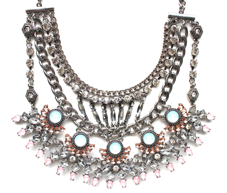 Glorious Pastel Stone Bib Necklace